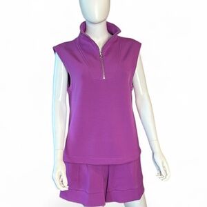Varley DoubleSoft Half-Zip Sleeveless Top – Violet Purple, Size S